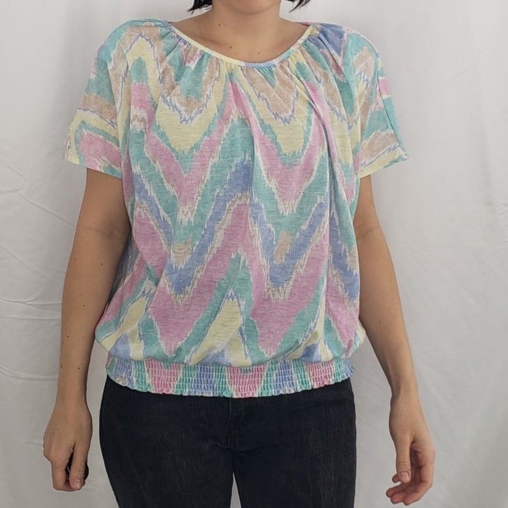 80s Pastel Tie Dye Style Top
